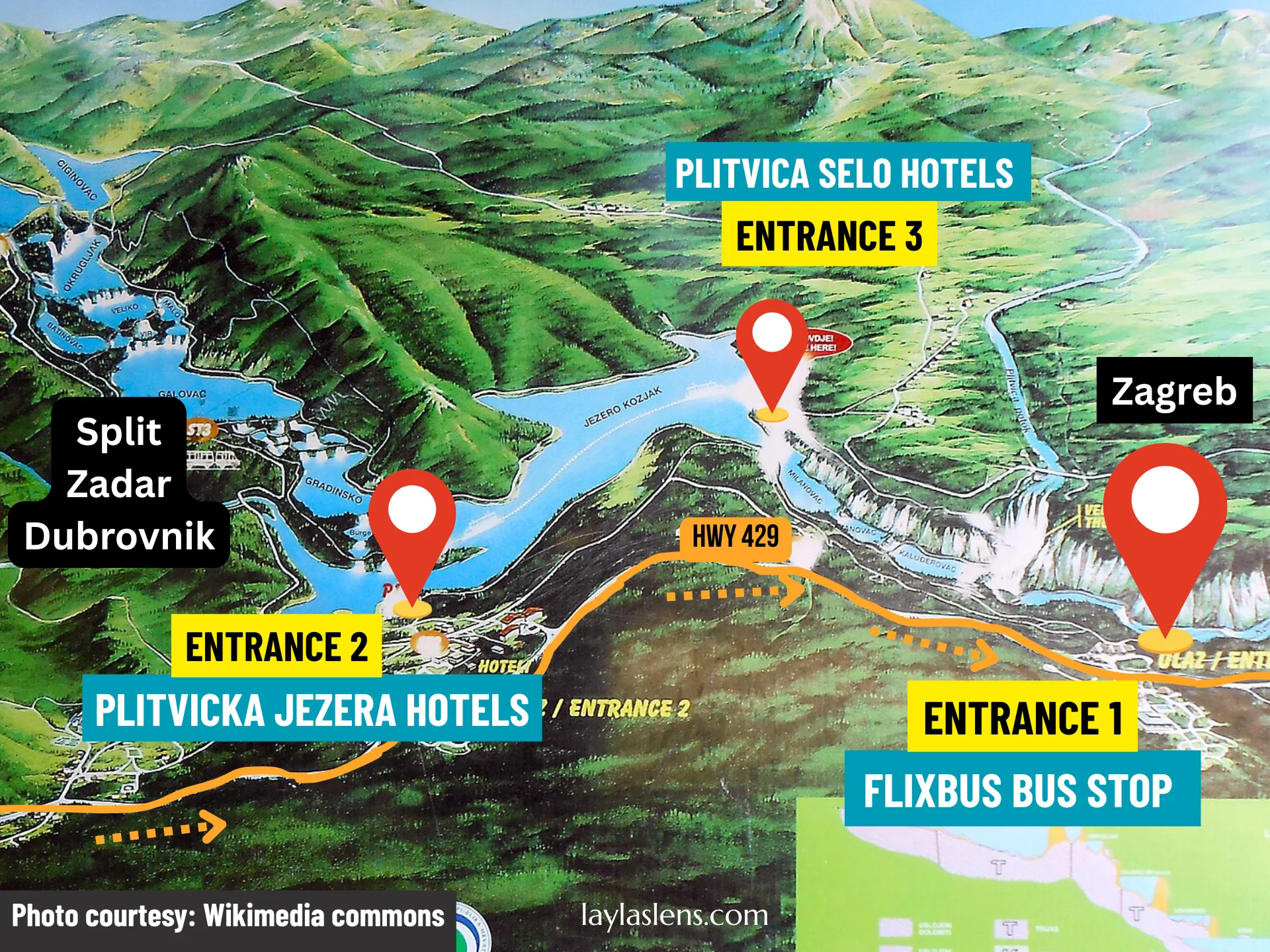 Plitvice Lakes Entrance Map